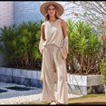 thumbnail image 4 of Pijama de Verano Sin Mangas para Mujer, de Punto Acanalado, Suave, Caqui Oscuro, Talla L, 4 of 9