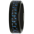 thumbnail image 2 of Mens Stainless Steel Black and Blue Carbon Fiber Wedding Band, 2 of 5