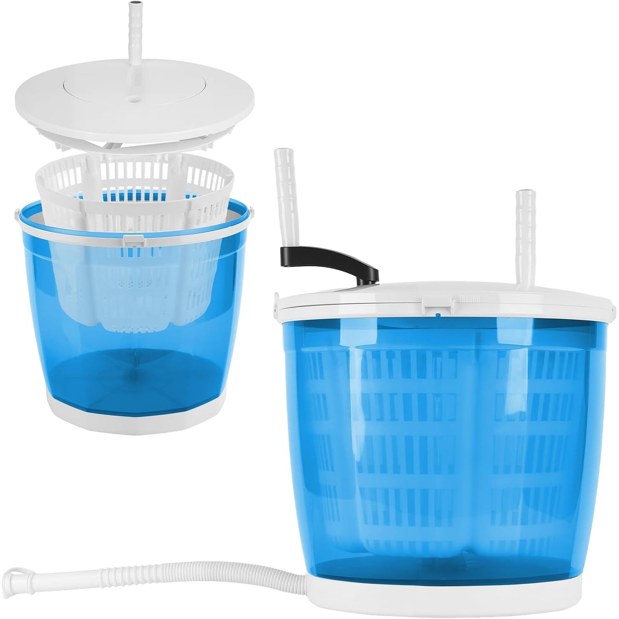 2 in 1 Portable Manual Washing Machine,No Electricity Needed, Suction Cup Base,4.4lbs Wash Capacity,Portable Washer & Spin Dryer for Camping, Dorm, Travel