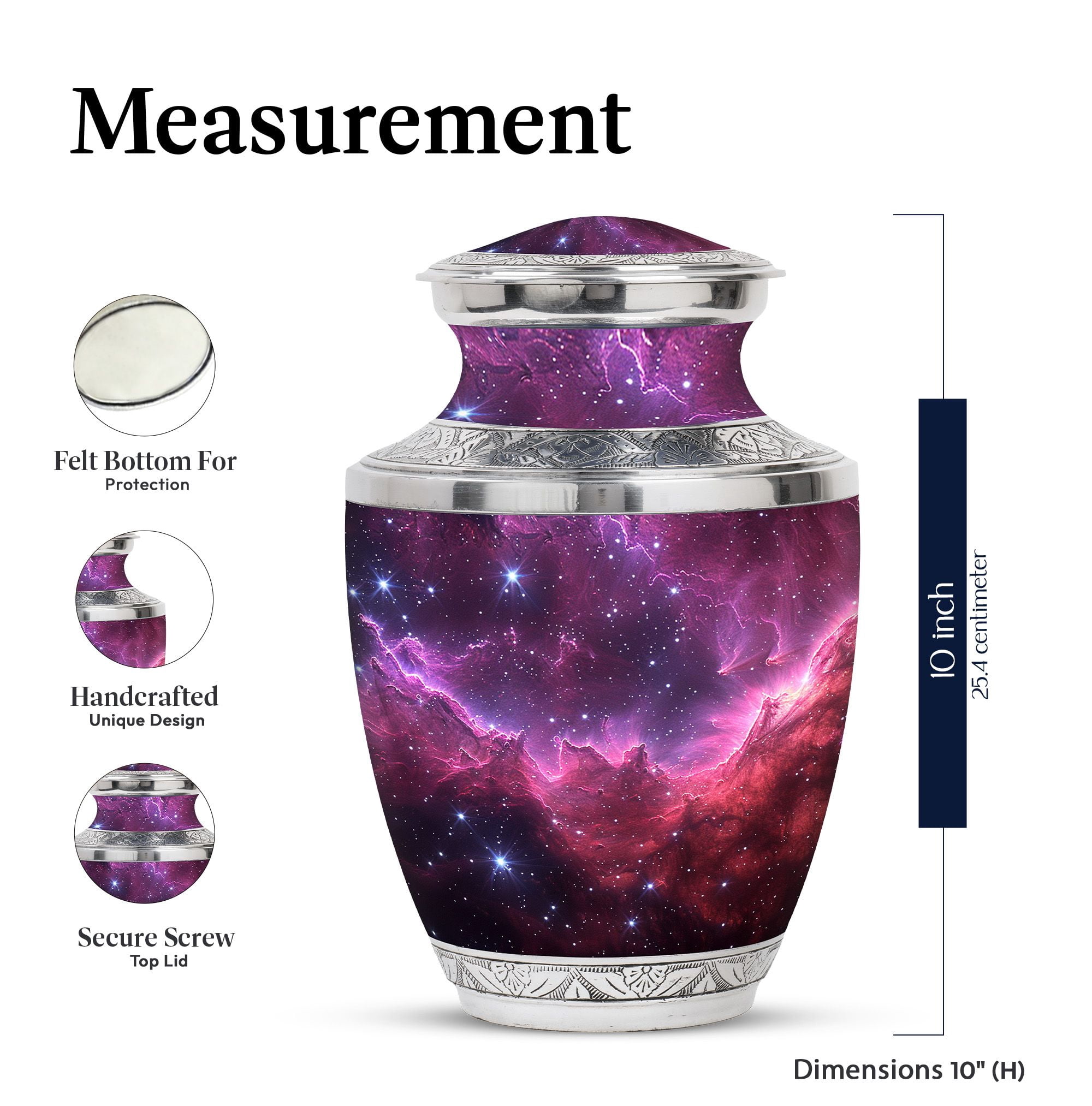 KARYLIZ Nebula Galaxy Galaxy Mini Urn - Urns for Human Ashes Adult Female Mom - Galactic Plum Small Urn for Human Ashes Keepsake - Mini Ash Holders for Human Ashes (Combo of 5, Large 10" & Small 3")