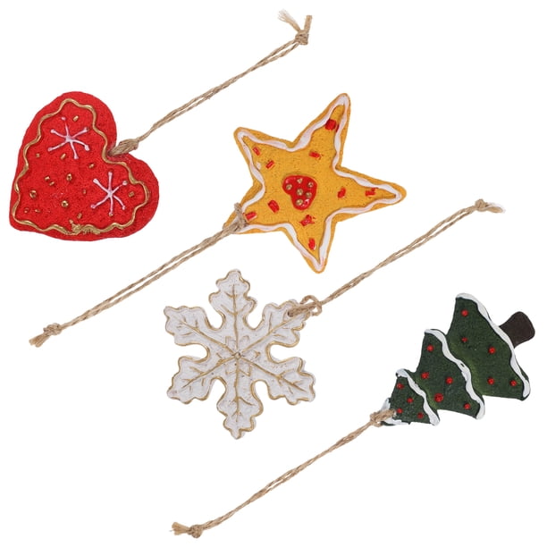 GOOHOCHY 4 colgantes navideños para árbol de Navidad, adorables colgantes de resina con diseño de dibujos animados