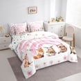 thumbnail image 3 of Homewish Kawaii Rabbit Deer 7pcs Bedding Comforter Set,Wild Animal Queen Bedding Sets,Pink Cherry Blossom Queen Sheet Sets For Girls Kids,Super Cozy Room Decor Reversible, 3 of 8