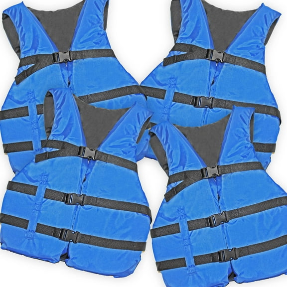 Hardcore Water Sports 4 Pack Coast Guard Approved Life Jacket By Hardcore Water Sports (Blue)