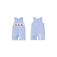 thumbnail image 2 of BemeyourBBs Newborn Baby Boy Summer Clothes Plaid Gingham Jumpsuit Romper Sleeveless Cute Sailboat Embroidery Plaid Print Bodysuit Playsuit Infant Baby Boys Summer Outfit, 2 of 9