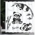 thumbnail image 4 of Ambesonne Cartoon Shower Curtain, Hand Drawn Panda Poses, 69"Wx84"L, White and Black, 4 of 5