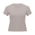 thumbnail image 5 of Women's T-Shirts Slim Short Sleeve Basic Sexy Slim Bottom T Shirt Tops for Casual Wear and Stylish Outfits, 5 of 6