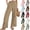 Khaki, variant on Cotton Palazzo Pants For Women Womens Wide Leg Palazzo Linen Pants High Waist Split Ankle Casual Lounge Summer Beach Vacation Trousers 2026 Summer