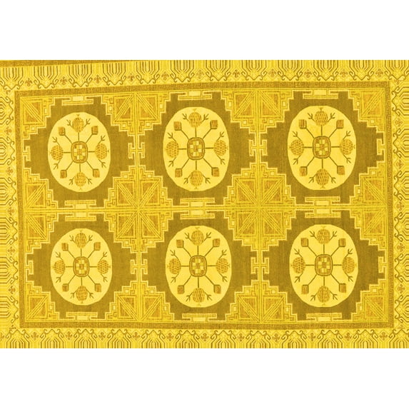 Ahgly Company Indoor Rectangle Oriental Yellow Modern Area Rugs, 2' x 3'