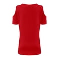 thumbnail image 4 of Womens Summer Shirts Short Sleeve V Neck Criss Cross Cold Shoulder Tops Blouse, 4 of 5