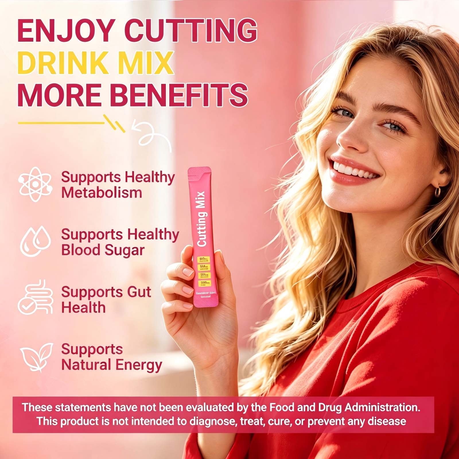 Cutting Drink Mix - with Berberine, 5-HTP, Yerba Mate & Magnesium - Healthy Weight Management & Gut Health - Vegan, Sugar-Free - 30 Packs