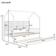 thumbnail image 2 of Yoneston Kids Twin Size House Bed with Trundle, Wooden Bed Frame with Storage Shelves and Roof Design, White, 2 of 8
