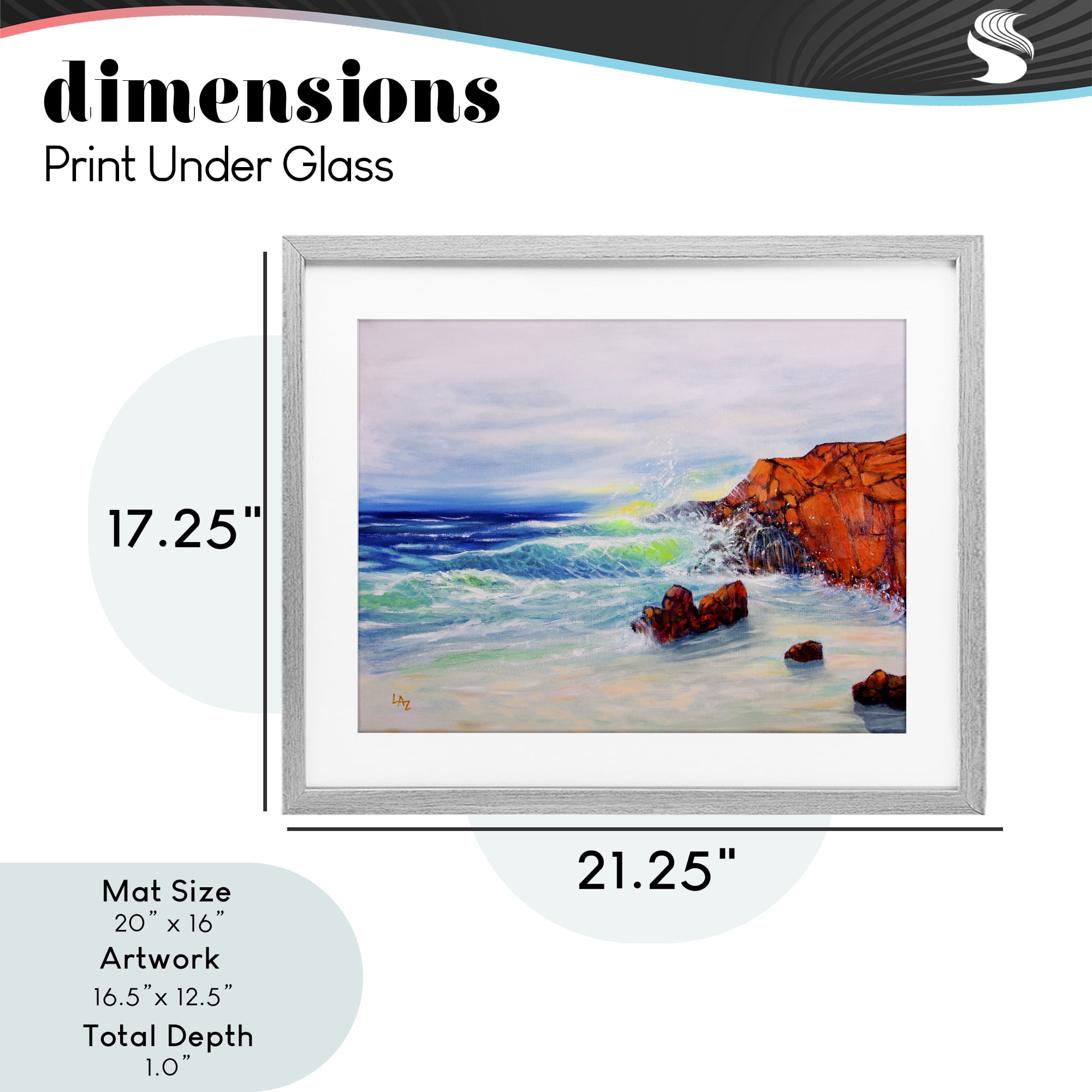 Stupell Industries Deep Blue Rocky Beach Gray Framed Print Under Glass, design by Lee Ann Zirbes