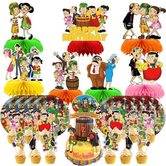 El Chavo del Ocho Party Supplies Decor Plates Fans Decorations Honeycomb Centerpieces Cake Toppers