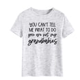 thumbnail image 1 of Camiseta gris XXXL con letras estampadas modernas, corte holgado, manga corta y cuello redondo informal para mujer con fuente negra, 1 of 5