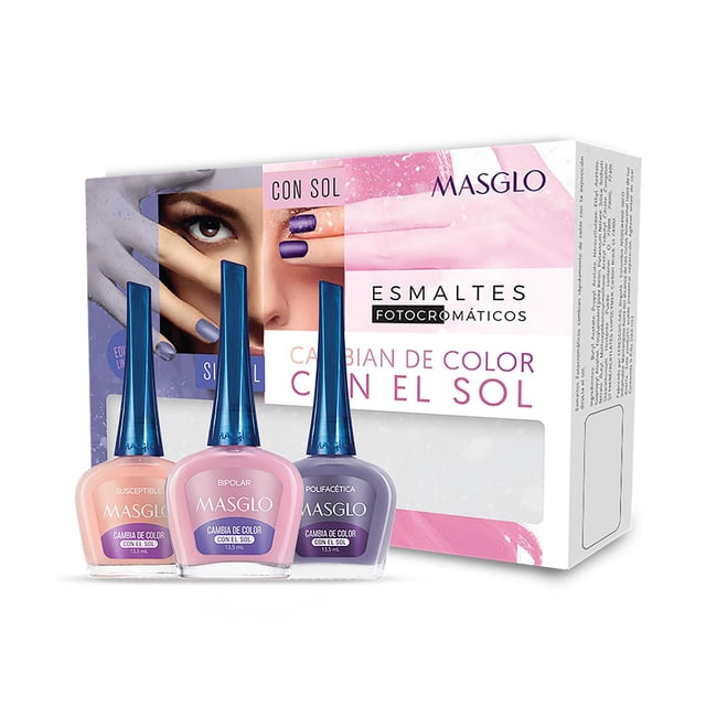 Kit Esmalte Barniz KIT MASGLO Cambia de Color 3 pz FOTOCROMATICOS MASGLO 7707773838047