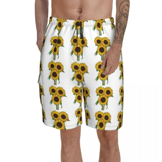 Sunflower Board Shorts Men Beach Swimming Trunks Polyester Funny Swim Trunks