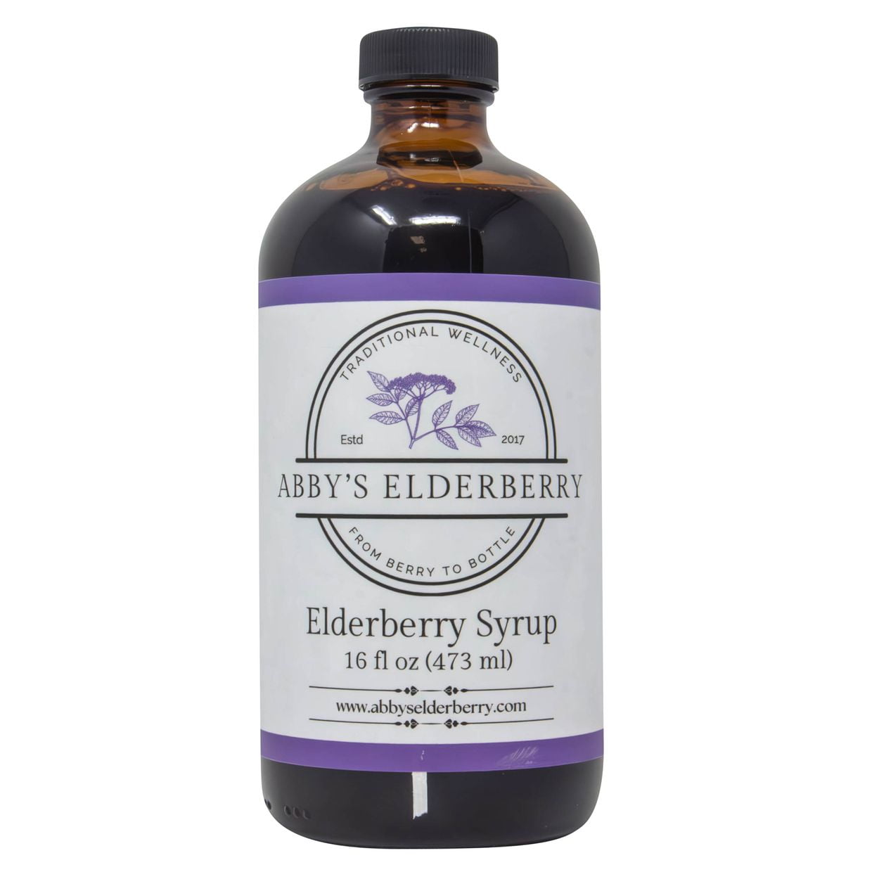 Abby's Elderberry - Elderberry Syrup with Honey -16 floz glass