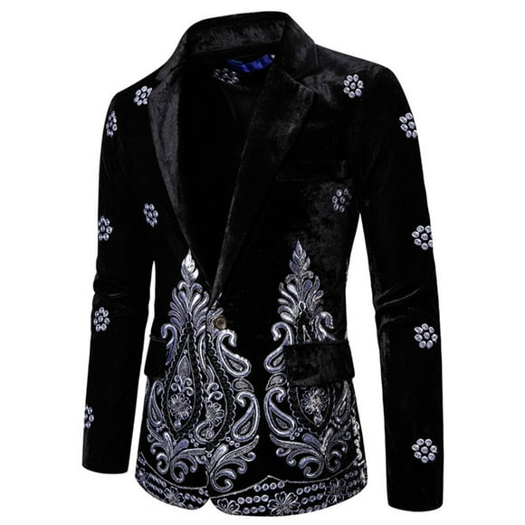 RKSTN Jackets for Men New One-button Suit Ethnic Style Suit Male Best Man Dress Costume Fall and Winter Long Sleeve Jacket Coats