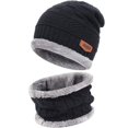 thumbnail image 3 of Viworld Men Women Winter Beanie Hat Scarf Set Warm Knit Hat Thick Fleece Lined Winter Cap Neck Warmer,Black, 3 of 7