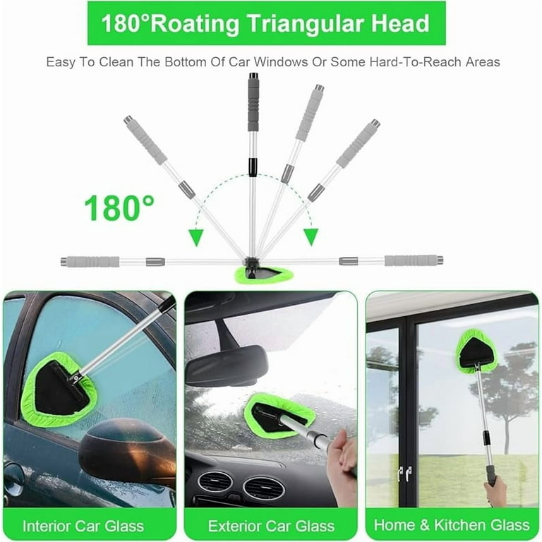 XINDELL Windshield Cleaner Tool – Car Interior Window Cleaning Kit with Extendable Handle & 4 Microfiber Pads, Auto Washing Brush for Car, Trucks, SUVs, RVs & Home Windows - Walmart.com