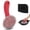 Red, 1 Scrubber + 1 Scraper, variant on Cast Iron Scrubber with Long Handle Dish Scouring Pad Chainmail Cleaner