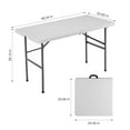 thumbnail image 4 of CONCETTA 4FT Folding Table with Carrying Handles, Outdoor Indoor Heavy Duty Portable, White, 4 of 5