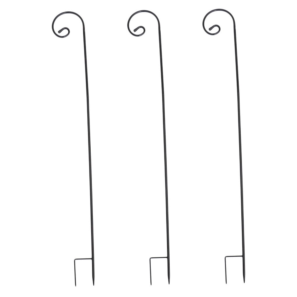 LULULION 3Pcs Iron Hook Bird Feeder Stand Outside Sturdy Black Weather Resistant Garden