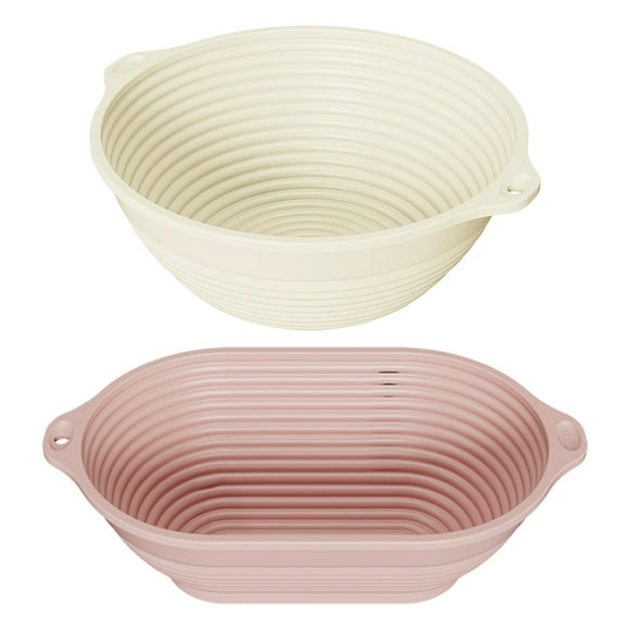 Set de 2 Paniers de Pousse en Silicone pour Pain au Levain (Rond 9" & Ovale 10") - Anti-adhésif, Résistant à 230°C, Lavable au Lave-vaisselle - Kit Complet Boulangerie Maison