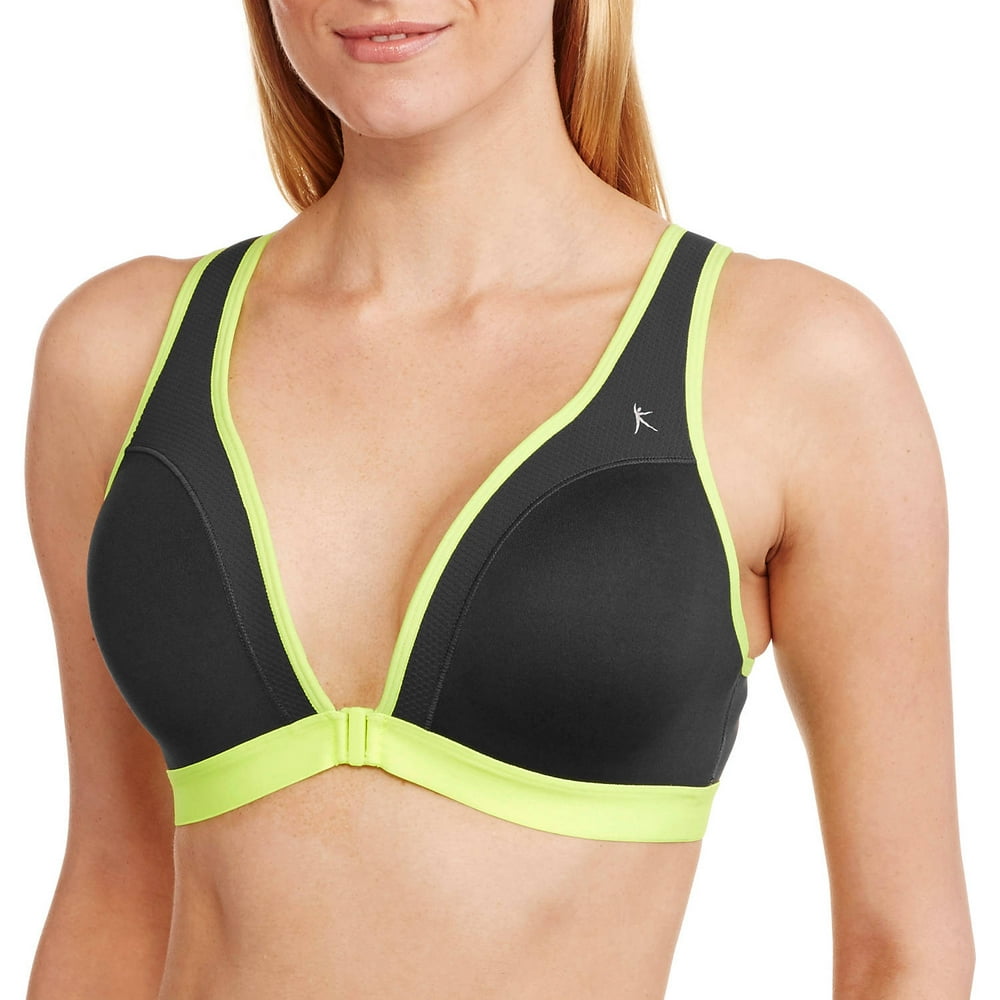 Danskin Now Criss Cross Back Straps Front Close Sports Bra, Medium Impact