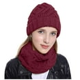 thumbnail image 3 of Dyfzdhu Women Winter Hat Slouchy Beanie Snow Knit Skull Cap With Circle Scarves Red, 3 of 6