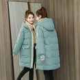 thumbnail image 5 of LWNYDPLSD 2024 Women's Fashion Waterproof Long Winter Coat Thickened Down Alternative Jacket Warm Puffer Jacket Hooded Parka Clearance Sale Green 4XL, 5 of 5
