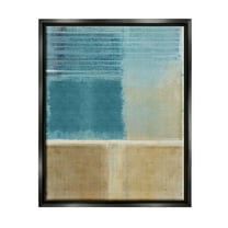 Stupell Industries Blue & Tan Painting Abstract Painting Black Floater Framed Canvas Art Print Wall Art, 17 x 21