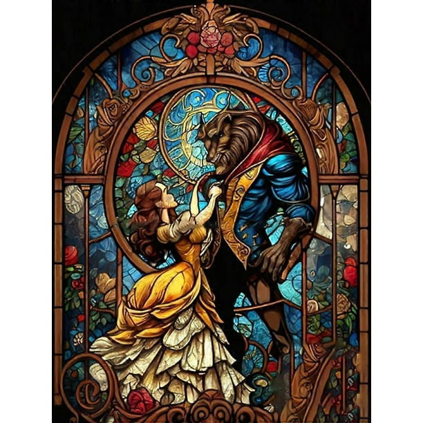 Diamond Painting Kits for Adults - Beauty and The Beast DIY 5D Diamond Art Kits Full Drill Diamond Dots Paintings with Diamonds Gem Art and Crafts Hom