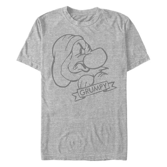 Men's Snow White and the Seven Dwarfs Grumpy Outline Portrait Graphic T-Shirt