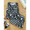 thumbnail image 2 of Bagilaanoe 2PCS Toddler Baby Boy Girl 4th of July Outfit Sets Stars Stripes Print Sleeveless Vest Tops + Elastic Waist Shorts, 2 of 9