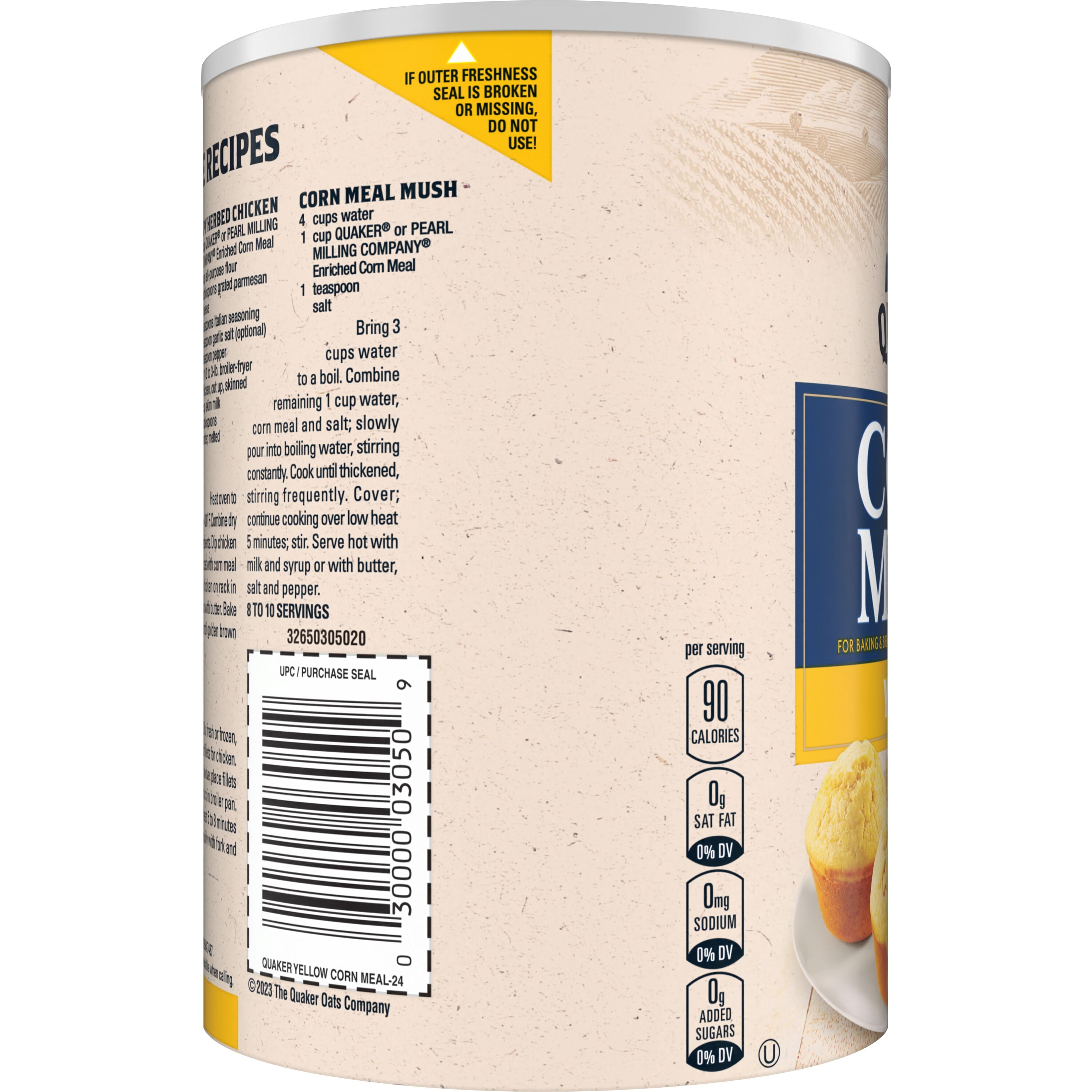 (12 pack) Quaker Yellow Enriched and Degerminated Corn Meal, 24 oz. Canister