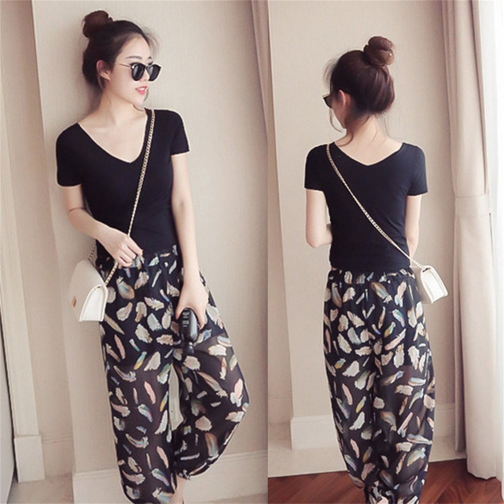 Unilife Solid Short T-shirt + Chiffon 
