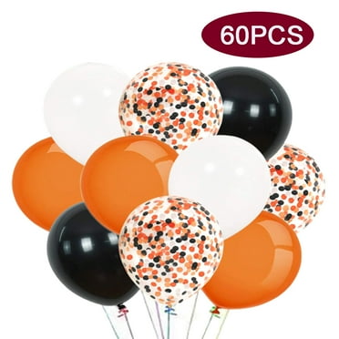 Halloween Balloons Party Decorations, Latex Black Orange White Confetti Balloons for Birthday Wedding Color Themed Baby Showers 60Pcs