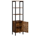 thumbnail image 1 of Tall Cabinet, 4-Tier Storage Cabinet with Door and Inside Adjustable Shelf, Steel Frame, Space-Saving, for Living Room, Entryway, Kitchen, Industrial, Rustic Brown, 1 of 8