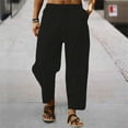 thumbnail image 2 of SHIXIAOO Men's Pocket Loose Low Waist Drawstring Linen Pants Casual Pants Jogging, 2 of 7
