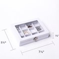 thumbnail image 3 of TRAHOO-Jewelry Organizer Tray with Clear Lid,12 Grid Velvet Drawer Insert Jewelry Storage Box with Transparent lid Jewelry Display Case Store Showcase Jewelry Box Gift for Women(White,12 Grid, 3 of 4