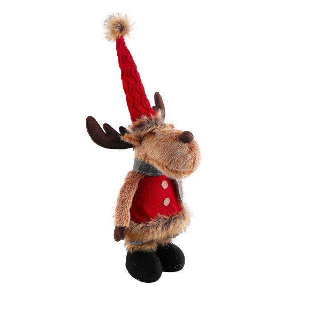 Muñeco de peluche de pie de alce navideño, decoraciones navideñas, juguetes de peluche, adornos, decoración para fiestas navideñas (1 unidad, rojo), Sailing Electrónica