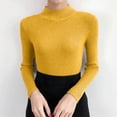 thumbnail image 3 of Wlynlyn Womens Long Sleeve Shirts Knit Turtleneck Casual Basic Fitted Thermal Underwear Stretchy Undershirts Fall Fashion Clothes(Yellow,One Size), 3 of 4
