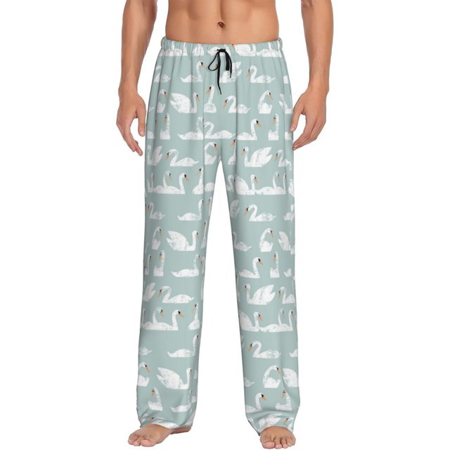 Balery White Swan Pantalones de pijama para hombre, pijama ultraligero, pantalón de descanso-Medium