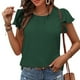 thumbnail image 2 of Gibobby Blusa Casual de Mujer Camisa casual manga corta plisada con cuello redondo para mujer(Verde,M), 2 of 5
