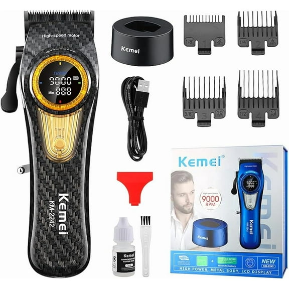 KEMEI Professional Hair Clippers for Men, Clippers for Hair Cutting, Barber Clippers, Cordless Rechargeable Hair Clipper, Haircut Clippers, Hair Cutting Tools, LED Display, Gifts for Men