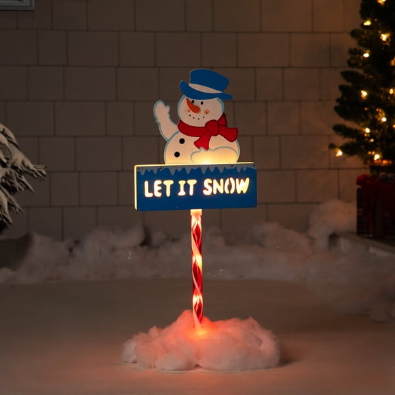 Northlight 28.5" Lighted Snowman 'LET IT SNOW' Christmas Lawn Stake - Clear Lights