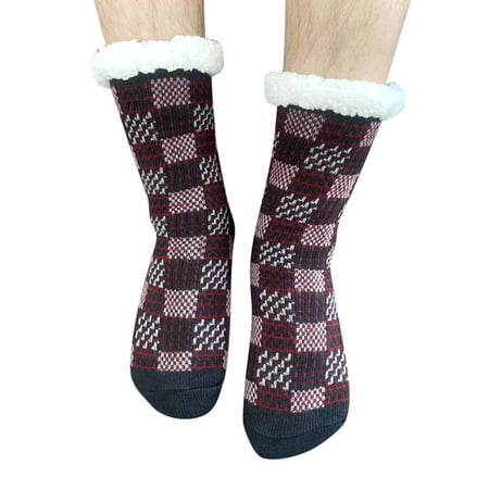 

mveomtd Men Slipper Fuzzy Socks Fluffy Cozy Cabin Warm Winter Soft Thick Comfy Fleece Non Slip Home Socks Womens Low Cut Tab Socks Brown One Size