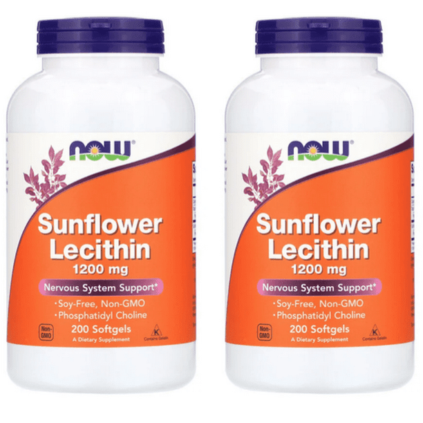 Now Foods, Sunflower Lecithin, 1,200 mg, 200 Softgels 2 Packs