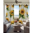 thumbnail image 4 of Retro Sunflower Blackout Curtains 54 Inches Long, Farmhouse Flowers 2 Panels, Thermal Insulated Room Darkening Drapes with Grommets, 42W x 54L Each Panel, 4 of 9